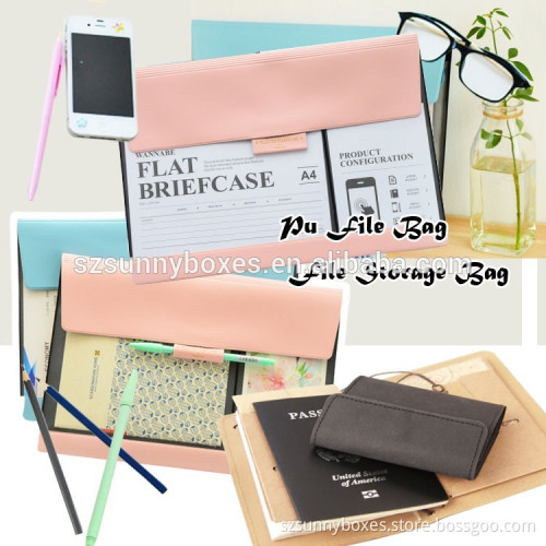 custom new design wholesale PU/leather A4 size document file carrying case briefcase